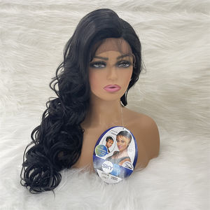 Peluca frontal de encaje sintético realista, línea de cabello natural, 30 pulgadas, con ondas grandes rizadas, fibra sintética, encaje frontal, top de seda - Product Image 2