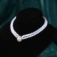 Élégant collier de perles boucles d'oreilles serti de diamants Kit de bijoux cadeau pour adultes femmes décoration