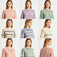 Desain Modern ODM & OEM Sweater Wanita Gaya Kasual Lembut Hangat Rajutan Musim Semi 100% Katun Pullover Rajut