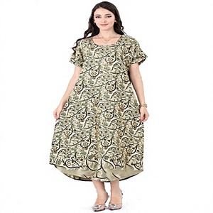 Vestido Midi de Algodón de Corte Holgado para Mujer – Estilo Maillard con Cuello y Manga Larga, Vestido Casual Tejido, 100% Algodón Suave - Product Image 1