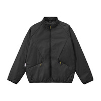 Vente en gros Veste de sport déperlante personnalisée Veste coupe-vent de couleur unie à col montant pour hommes