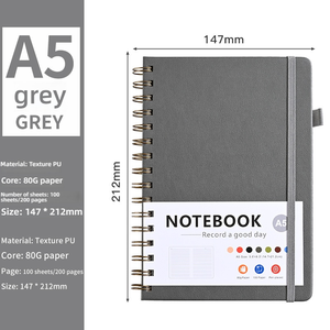 Bloc-notes spirale A5 personnalisé avec logo, 100 feuilles, vente en gros, bloc-notes d'écriture pour étudiants et bureaux, bloc-notes épais à feuilles mobiles, cahiers scolaires - Product Image 3