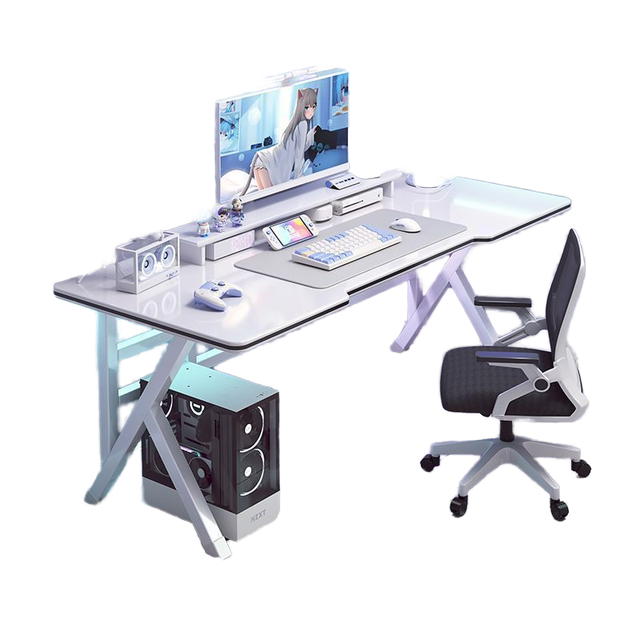 YLbest Hot Sale Modern Simple Wooden Gaming Table and Chair Set with Shelf Home Computer Desk for Standing Room Decoration