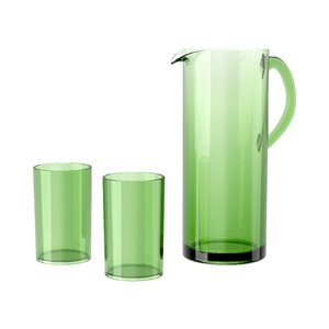 Pichet de vaisselle transparent rose bleu vert clair, gobelet - Product Image 4