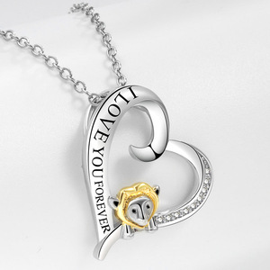 Nuova Collana alla Moda con Scritta '<span class=keywords><strong>Ti</strong></span> <span class=keywords><strong>Amo</strong></span> per Sempre' e Cuore a Rosa, Regalo per Ragazze e Mogli, Collana in Rame per San Valentino - Product Image 3