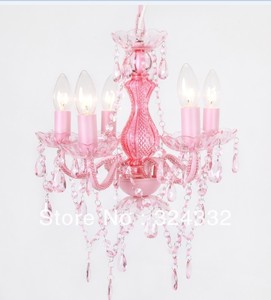 Abat-jour rose, décoration d'intérieur, lustre en cristal acrylique pour enfants, éclairage - Product Image 1