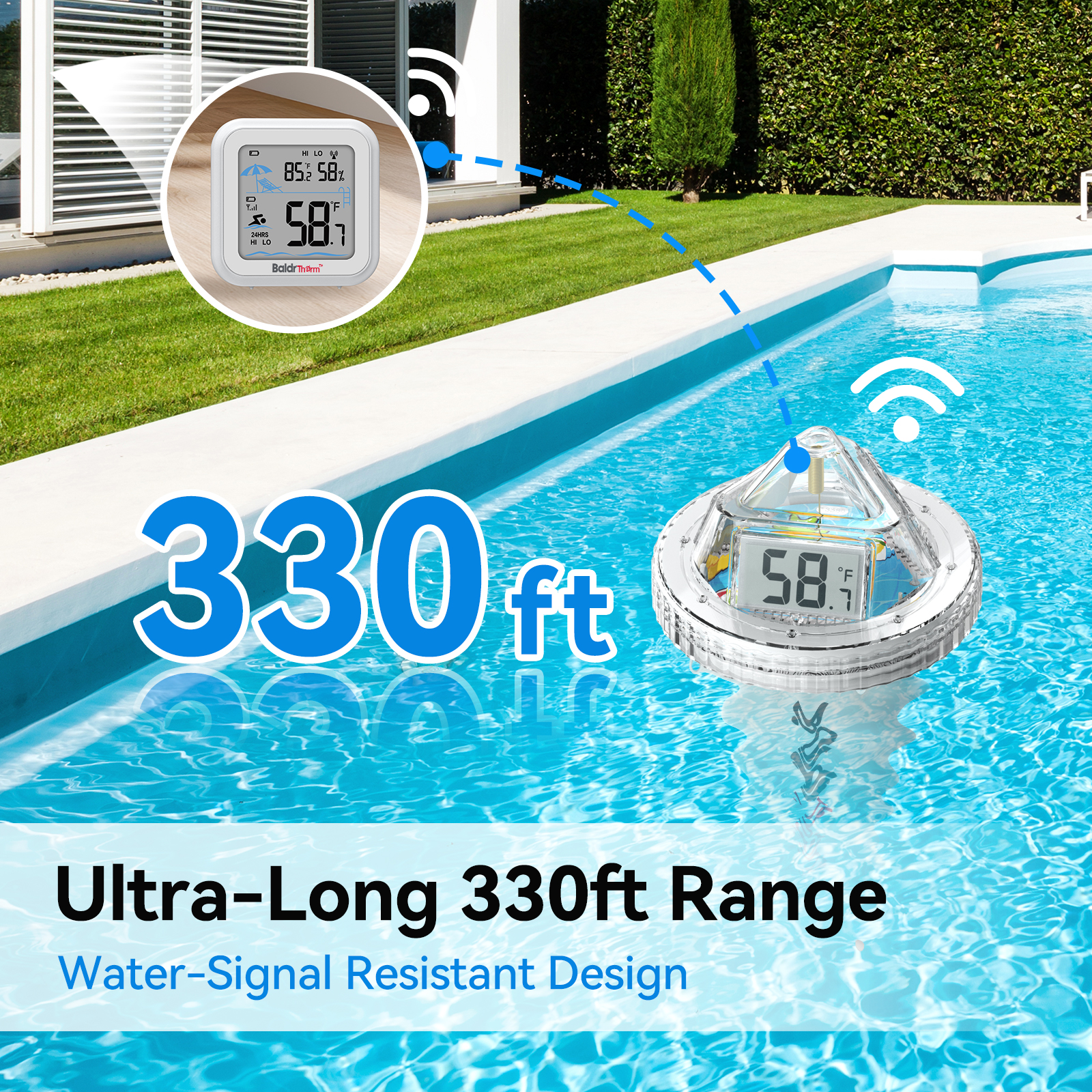 thumbnail image 2 of Hofun Digital Pool Thermometer Floating - Solar Powered IPX8 Waterproof Temperature Gauge 2 of 6