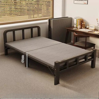 Draps pliés - Lit simple pour la maison - Outil de sieste pour le bureau - Petit lit pour la sieste de l'après-midi en dortoir - Lit en fer pour adulte pour maison de location