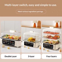 Cuiseur vapeur électrique multicouche avec commande tactile 1500W multifonctionnel pour la cuisson à la vapeur, la fondue, le barbecue et le riz