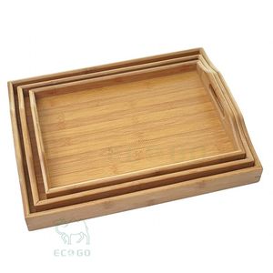 Plateau de service en bambou avec poignées, finition laquée, motif uni, pour le petit-déjeuner, la chambre, les fêtes, la maison, la cuisine - Product Image 6