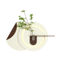 Peinture décorative murale 3D en grès avec plantes vertes hydroponiques suspendues et éclairage LED pour salon moderne