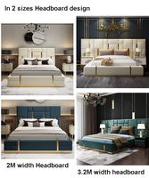 Ensemble de meubles de taille King avec rangement, chambre à coucher de luxe, ensemble de meubles modernes en velours, lits rembourrés