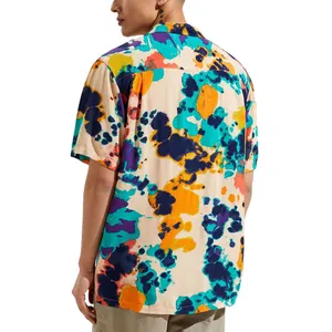 OEM Design Custom 88% Polyester 12% Spandex New Design Sublimation Patterns Men With Logo Quick Dry Button Up Slim Shirt For Men