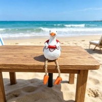 Figura Decorativa de Gaviota de Resina, Estilo Náutico Costero, con Patas Colgantes, Adorno para Mesa de Playa u Hogar, Regalo