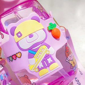 600ML Creative Cartoon <b>Plastic</b> Drinkware Kids Summer Water Bottle with Strap Cute Leakproof Sippy <b>Cup</b> for Outdoors - Product Image 5