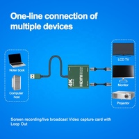 Tarjeta de captura de vídeo 4K HDMI a USB 3,0, dispositivo grabador de juegos en directo, bucle HDMI, Compatible con Windows, Linux, OBS, OS X