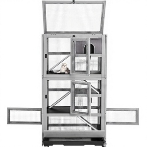 Gaiola Grande para Furões e Chinchilas, Design de Madeira com 5 Níveis, Resistente a Mordidas, Rodas Duráveis, Embalagem em Caixa, Uso Interno/Externo - Product Image 2