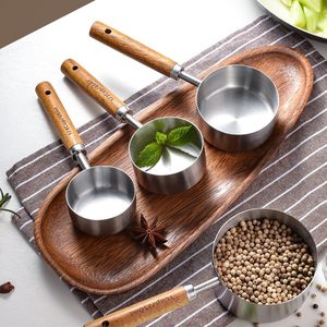 Eco-Friendly Stainless Steel <b>Measuring</b> Cups and <b>Spoons</b> Set with Wood Handle for Dry and Liquid Ingredients - Product Image 5