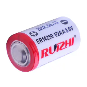 סיטונאי 3.6v 1200mAh 1/2AA גודל ER14250 גבוהה קיבולת יסודי Li-socl2 סוללה עבור צעצועי אלקטרוניקה מוצר