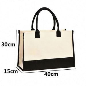 26 Letters Personalized <b>Initial</b> Canvas Beach <b>Bag</b> Reusable Classic Black and White Blank Canvas Tote Gift <b>Bag</b> With Custom Logo - Product Image 2