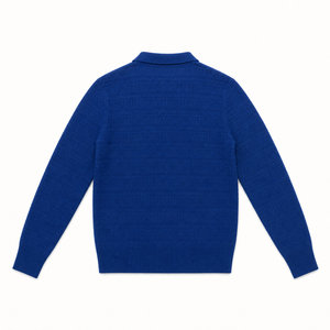 เสื้อสเวตเตอร์คอปกโปโลผู้ชาย ขายส่ง ผลิตจากผ้าขนสัตว์ 95% แคชเมียร์ 5% ไม่มีกระดุม แขนยาว สำหรับฤดูหนาว รับผลิตแบบ OEM ODM สำหรับขายปลีก - Product Image 4