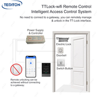 Kit de sistema de control de acceso a puertas impermeable Tediton TTlock Wifi, sistema inalámbrico de control de acceso a puertas para hoteles con software.