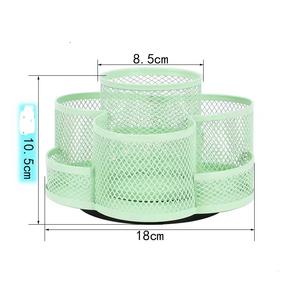 Porte-stylos rotatif à 360 degrés en maille métallique noire pour bureau scolaire, organiseur de crayons avec 8 compartiments - Product Image 4