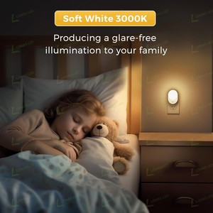 Lohas Mini Cảm Biến Chuyển Động Ánh Sáng Ban Đêm 0.6W Trẻ Em Trẻ Em Đêm Đèn Cắm <span class=keywords><strong>LED</strong></span> Cảm Biến Chuyển Động Ánh Sáng Ban Đêm Cho Cạnh Giường Ngủ Phòng Tắm - Product Image 3