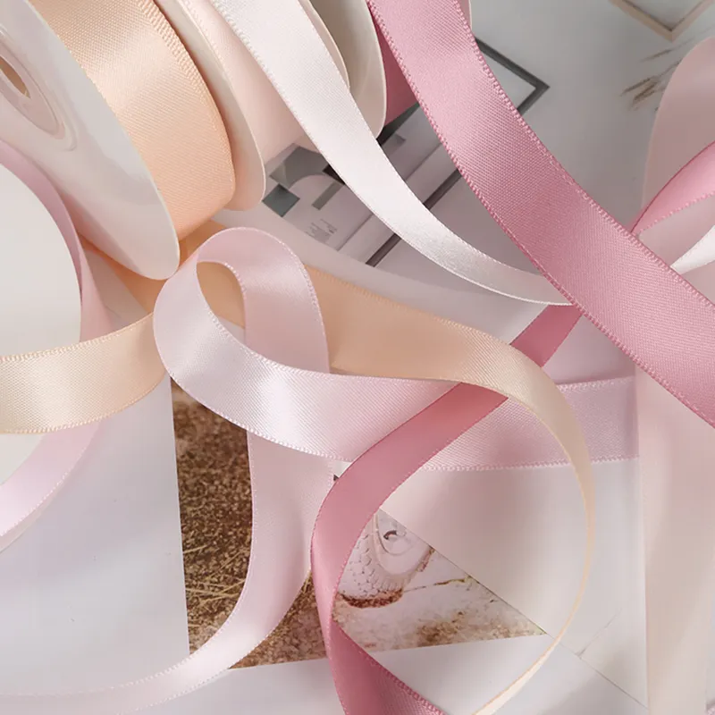 Sustainable polyester double-sided ribbon for gift and flower packaging