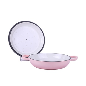 ChuiHua fabbrica rosa smalto ghisa casseruola poco profonda frutti di mare casseruola in ghisa con coperchio forno olandese - Product Image 4