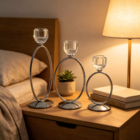 Supports de bougies modernes en fer électroplaqué et cristal, bougeoirs en verre transparent, vendus séparément ou en ensemble complet