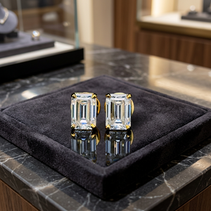 Elegant 2 Carat Emerald Cut Lab Grown Diamond Earrings 925 Sterling <b>Silver</b> Luxury <b>Stud</b> Design for Women - Product Image 1