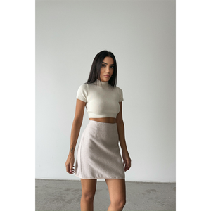 Jupe Courte Droite Décontractée d'Hiver en Cachemire Brodé Effet Pierre, Grande Taille, Longueur Genou, Taille XS, en Tissu Viscose avec Décoration Imprimée - Product Image 6