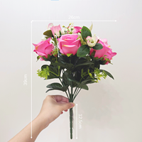 Bouquet de roses artificielles, fleurs artificielles, décoration de mariage, bouquet de roses multicolores, arrangement floral pour la maison et les fêtes, vente en gros