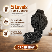 Gaufrier électrique 1000W multifonctionnel avec plaques interchangeables antiadhésives pour donuts, cœurs, omelettes et sandwichs