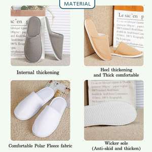 Chaussons d'hôtel en coton biodégradable et recyclable, écologiques, avec semelle en EVA, blancs, doux, personnalisables avec logo brodé - Product Image 3