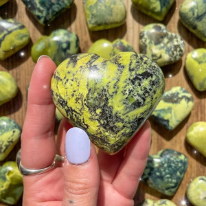 Wholesale Polished Natural Crystal Heart Shape <b>Crafts</b> Green Opal Gemstone Hearts for Decoration - Product Image 1