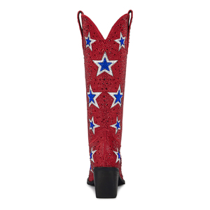 WETKISS Rhinestone Patriotic Western <strong>Boots</strong> Red Crystal Stars Cowgirl <strong>Boots</strong> <strong>Sparkly</strong> Chunky Heel Tall <strong>Boots</strong> for Music Festivals - Product Image 4