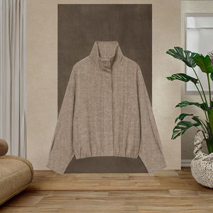 Veste Manteau Femme Hiver Vintage Décontractée en Polyester Écologique Sergé Chevrons 2025 Nouvelle Collection Tendance Simple et Polyvalente - Product Image 3