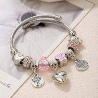 Nouveau Bracelet Breloque Perlé DIY Style Européen et Américain, Multi-éléments en Acier Inoxydable, Alliage de Cuivre, Plaqué Or 14K, Unisexe