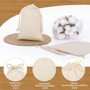 Linna Custom Organic Muslin Cotton Pouch <b>Small</b> <b>White</b> Calico Cloth Canvas Drawstring <b>Bag</b> Logo Printed Eco-Friendly Security - Product Image 5