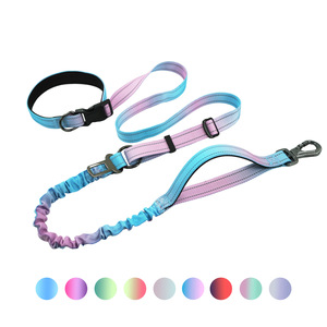 Laisse pour chien en nylon élastique dégradé, anti-traction, absorbant les chocs, réglable, pour l'entraînement et la promenade, possibilité d'ajouter un logo personnalisé. - Product Image 6