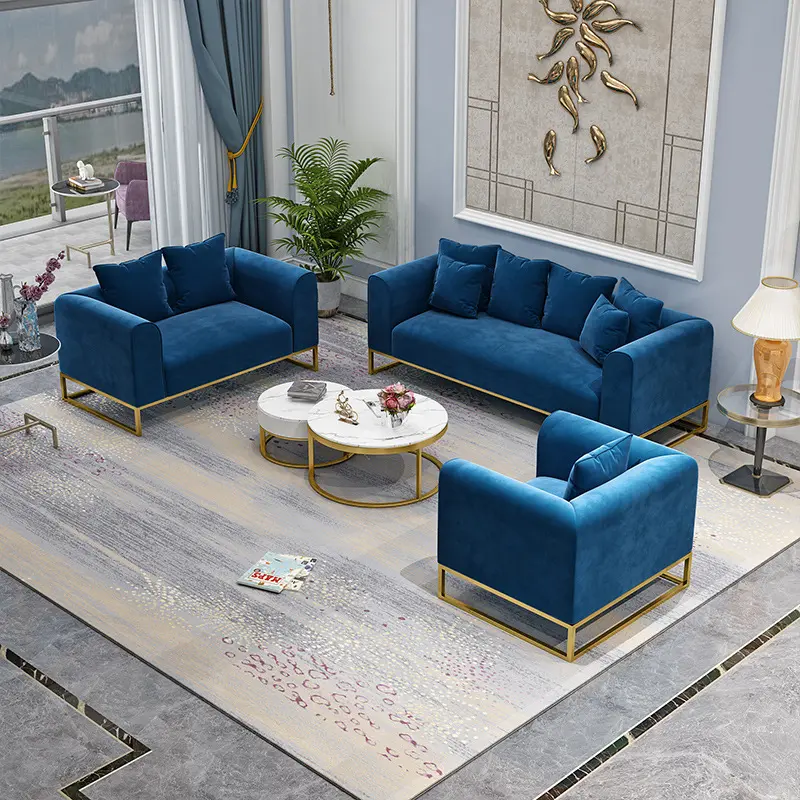 Light luxury Nordic style modern living room combination velvet sofa set furniture