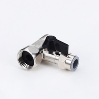 Raccord en T de 1/4 pouce à connexion rapide pour robinet d'eau froide, design moderne, en acier inoxydable 304, poignée noire pour salle de bain et cuisine