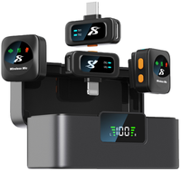 Microphone Lavalier Sans Fil 2-en-2 SX36 avec Réduction de Bruit IA et Boîtier de Charge pour iOS Android, Idéal pour Diffusion en Direct, Vlog et Interview