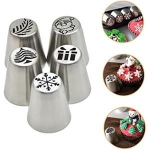 Christmas Piping Tips Set 5 Piece Stainless Steel Reusable Butter Piping <b>Cake</b> <b>Decorating</b> <b>Supplies</b> - Product Image 1