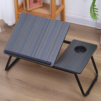 Table portable réglable en MDF durable pour ordinateur portable, plateau de service pour petit-déjeuner, inclinable, pliable, gain de place, avec porte-gobelet