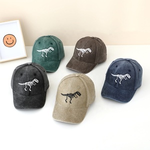 Gorras de béisbol bordadas vintage lavadas con dinosaurio y calavera para niños - Product Image 6