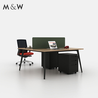 Bureau de meuble à espace ouvert à panneau Pc M & W, table de bureau à poste de travail pour 2 personnes