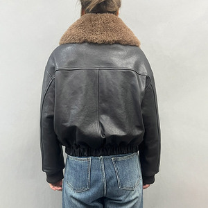 ジャンココ高品質冬用本革シープスキンレザージャケット女性用カスタムベジタブルタンニンなめし革ラムファーコート - Product Image 2